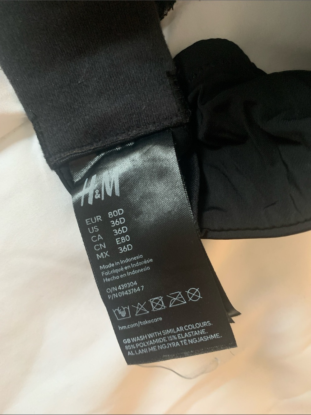 H&M Black Bandeau Bra Top